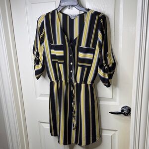 J for Justify Black and Yellow Striped Mini Dress